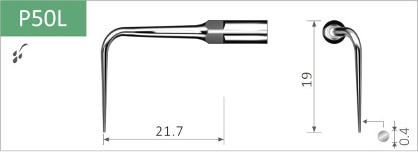 Scaler Spitze, links gebogen, zum subgingivalen Scaling, passend für EMS