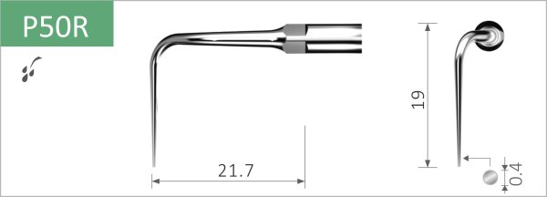 Scaler Spitze, rechts gebogen, zum subgingivalen Scaling, passend für EMS