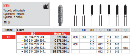 Edenta Diamant 878 Torpedo zylindrisch, 5 Stück