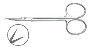 Schere Iris glatt, gebogen 11,5cm stoma